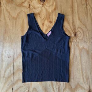 Muse Blue V-Neck Ribbed Tank Top XS/P